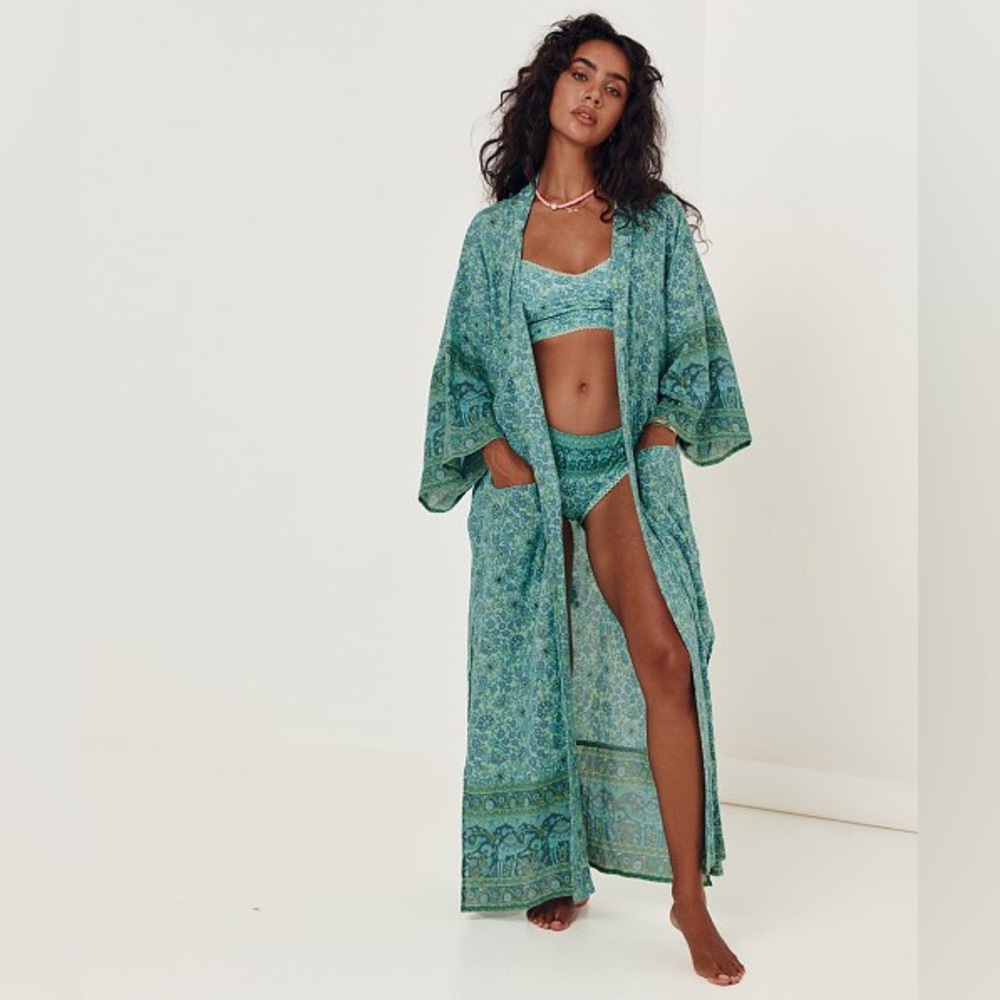 Spell | Sundown Maxi Robe Turquoise | M/L